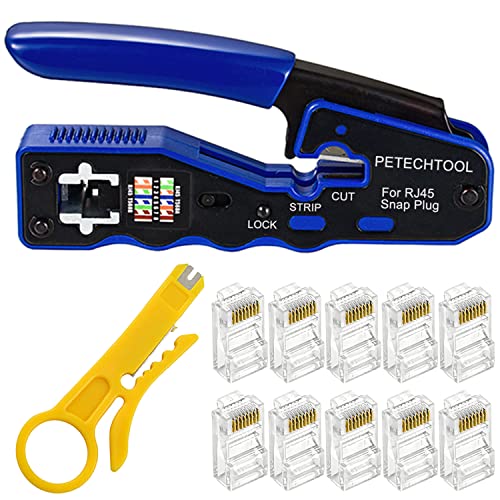 Ethernet Crimp Tool Kit with Connectors and Stripper