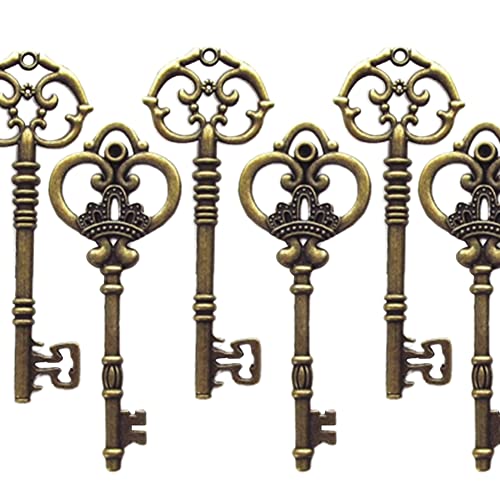 Extra Large Antique Bronze Skeleton Keys for Rustic Crafts and Decor