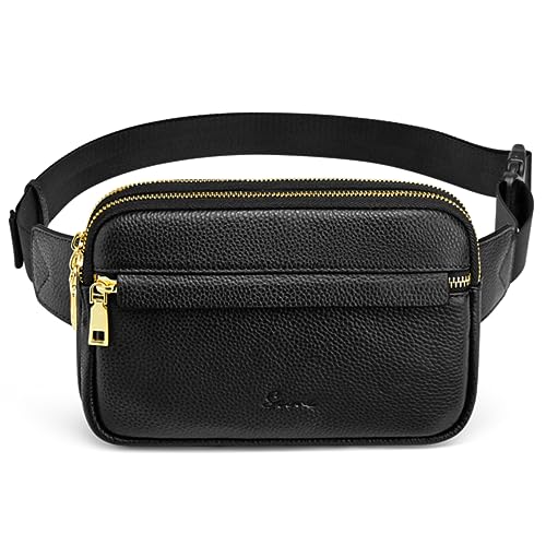 Fashionable Genuine Leather RFID Blocking Waist Belt Bag for Women