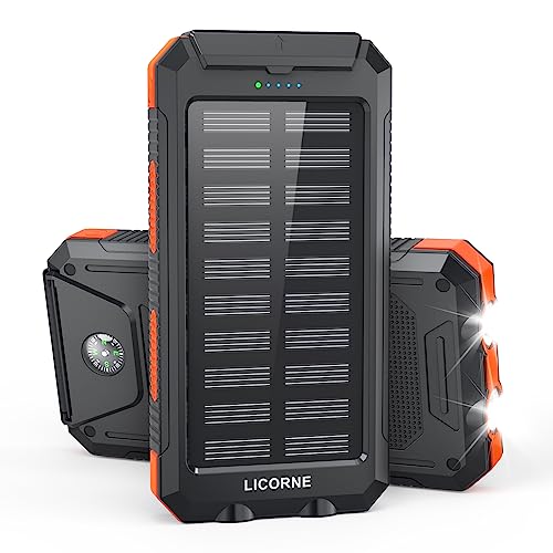 Fast-Charging Solar Power Bank - 30000mAh Portable Charger (Orange)