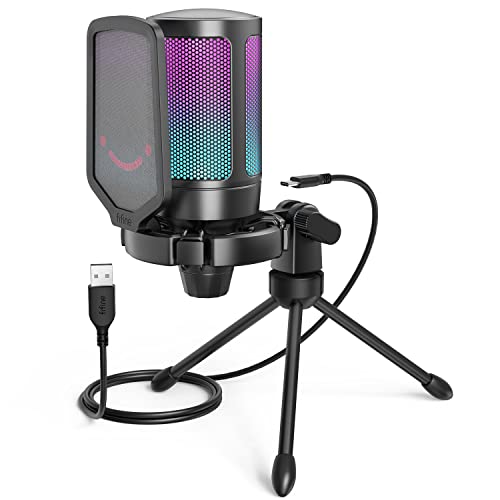 USB Gaming Microphone Streaming Podcast PC Microphone Condenser Mic Kit  with Flexible Arm for Skype r Gaming Recording Singing PS4 Computer  Studio Laptop 