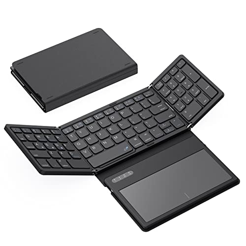 Samsers Foldable Bluetooth Keyboard with Touchpad Portable Wireless  Keyboard with Stand Holder, Rechargeable Full Size Ultra Slim Pocket  Folding