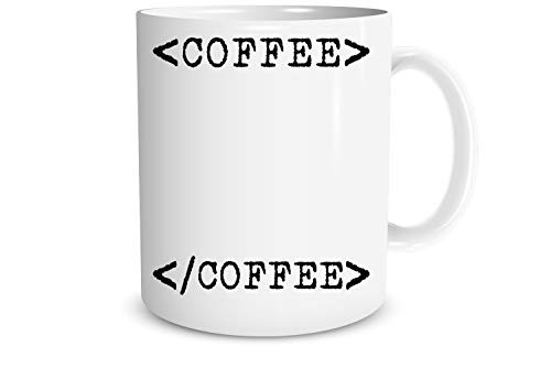 Funnwear Coffee Break - Html Code Coffee Tea Mug - Computer Programmer Cup Computer Science Coffee Mug Perfect Idea for Boss Co-workers Employees - Programmer Coder White 11oz Office Mug