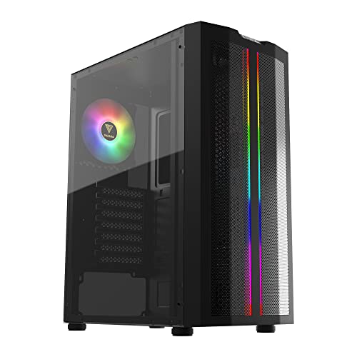 GAMDIAS ATX Mid Tower Gaming PC Case with Tempered Glass and RGB Lighting