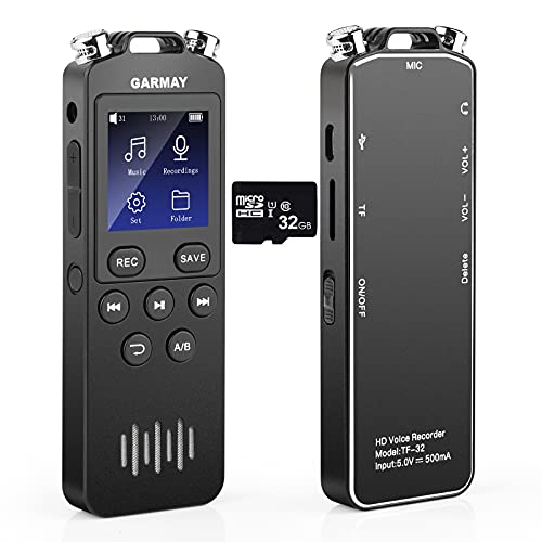 GARMAY Digital Voice Recorder - Upgraded 48GB 1536KBPS 3343Hours Recording Capacity - Noise Reduction Audio Recorder