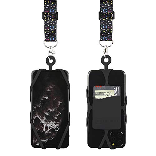 Gear Beast Cell Phone Lanyard - Universal Mobile Phone Lanyard with Case Holder, Card Pocket, Soft Neck Strap, and Adjustable Clip - Compatible with iPhone, Galaxy & Most Smartphones - Music Notes
