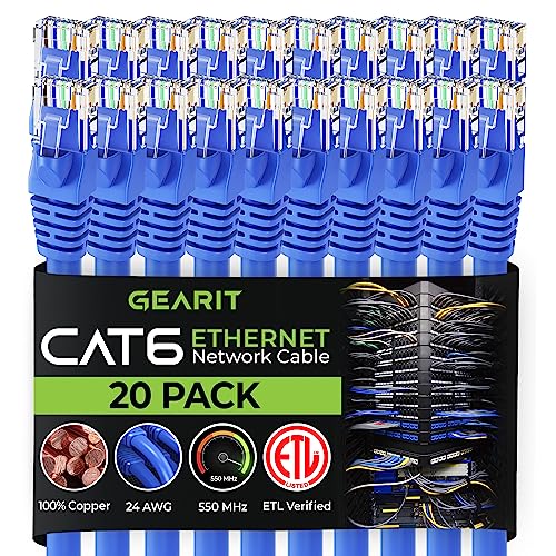GearIT Cat 6 Ethernet Cable (20-Pack)
