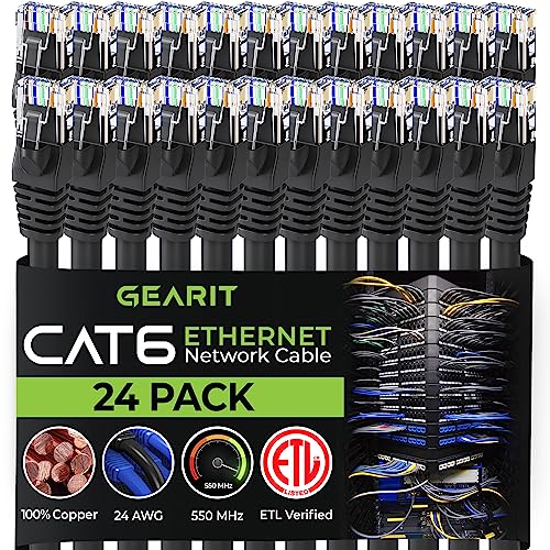 GearIT Cat 6 Ethernet Cable 3 ft (24-Pack)