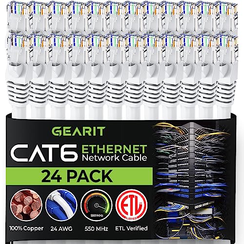 GearIT Cat 6 Ethernet Cable (24-Pack)