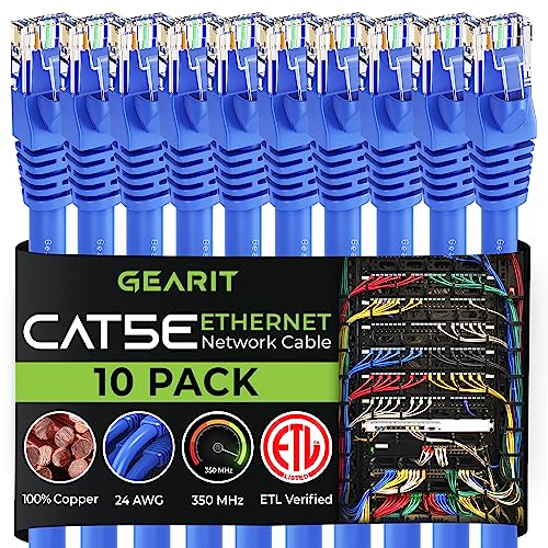GearIT Cat5e Ethernet Patch Cable 6 Feet - 10-Pack