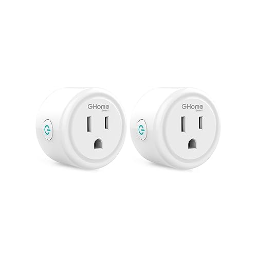 GHome Smart Mini Smart Plug, Wi-Fi Outlet Socket Compatible with Alexa and Google Home, Remote Control with Timer Function, No Hub Required, ETL FCC Listed (2 Pack),White