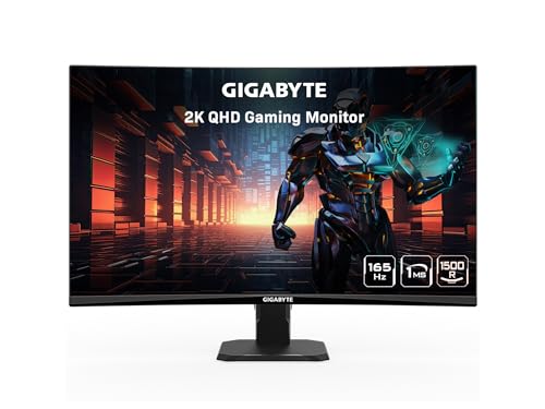 GIGABYTE GS27QC 27" 165Hz 1440P Curved Gaming Monitor