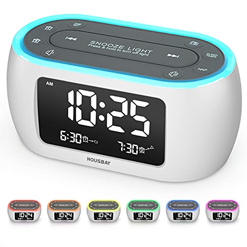 Glow Small Alarm Clock Radio for Bedrooms