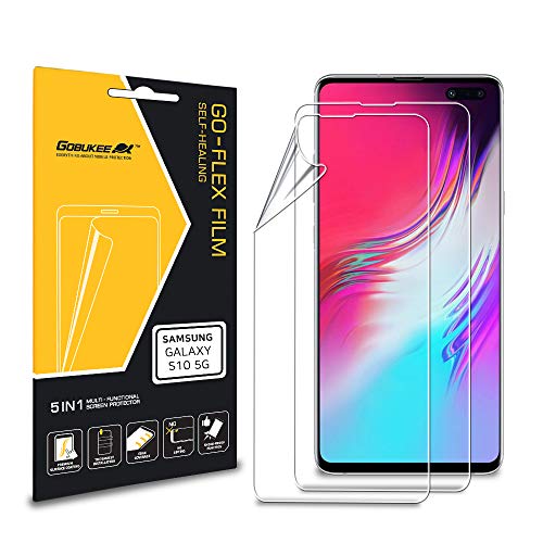 GOBUKEE 2Pack for Samsung Galaxy S10 5G Screen Protector [Full Coverage] Self Healing GO-Flex TPU Film,Case Friendly, [Fingerprint Unlock Support],Bubble Free for Galaxy S10 5G