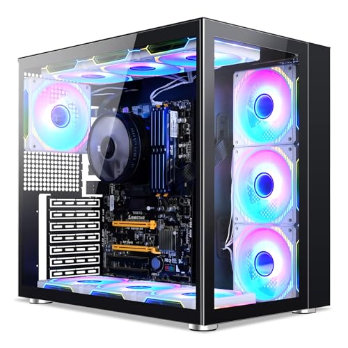GOPIE Gaming PC Case with Panoramic Tempered Glass