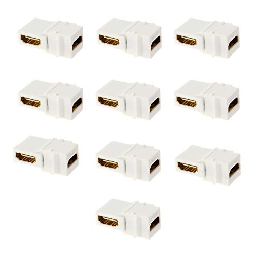 HDMI Keystone Coupler, 10Pack 90 Degree 90° HDMI Keystone Insert Female to Female Adapter Connectors for Wall Plate