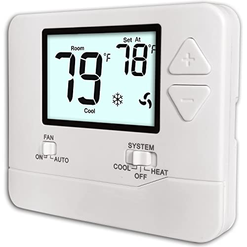 Upgraded Digital Non-Programmable Thermostat for Home 1 Heat/1 Cool, with  Temperature & Humidity Monitor and Large Blue LCD Display