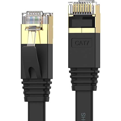 Cat 7 Ethernet Cable 50 ft High Speed 10Gbps 600MHz, Shielded Ethernet Cord, LAN Cable with RJ45, Weatherproof Flat Internet Network Patch Cord, Fast LAN Wire for Gaming, PS5/4/3, Xbox, Modem, Router