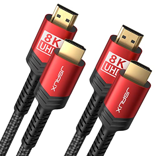 8K HDMI Cable 15ft 2-Pack, JSAUX High Speed HDMI 2.1 Braided Cord