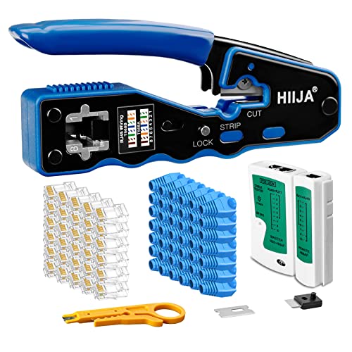 Hiija RJ45 Crimp Tool Kit with Connectors and Covers