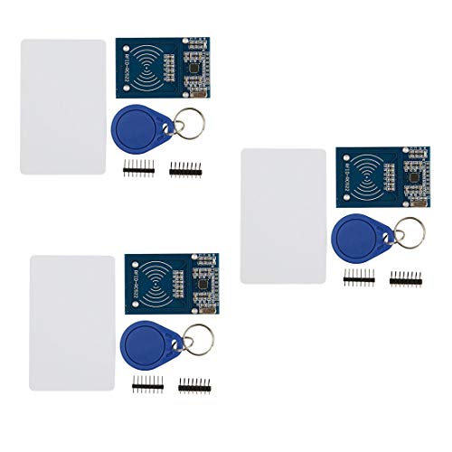 HiLetgo 3pcs RFID Kit - Mifare RC522 RF IC Card Sensor Module + S50 Blank Card + Key Ring for Arduino Raspberry Pi
