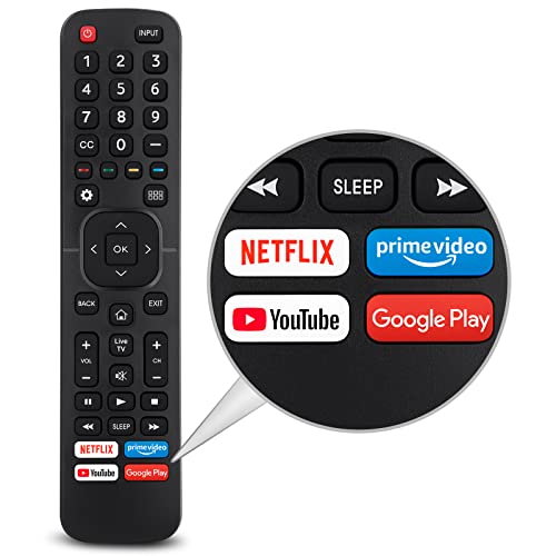 Hisense-Smart-TV-Remote with Netflix, Prime Video, YouTube, Google Play Buttons