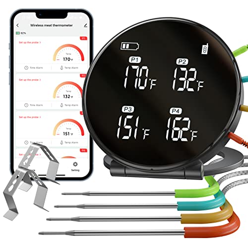Wireless Meat Thermometer, 450ft Meat Thermometer Digital, Smart