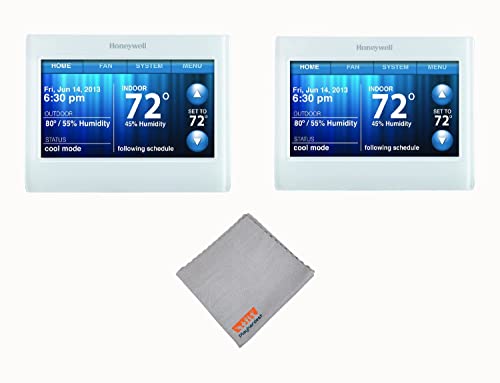 Honeywell TH9320WF5003 Wi-Fi 9000 Color Touch Screen Programmable Thermostat, White, Requires C Wire 2 Pack PLAYHARDEST Cloth Bundle