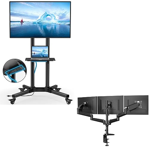 HUANUO Triple Monitor Stand with Power Outlet