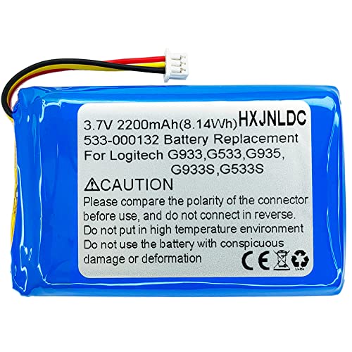 HXJNLDC 3.7V 2200mAh Li-ion Battery for Logitech G933,G533,G935,G933S,G533S Wireless Artemis Spectrum Gaming Headset Battery Replacement，Compatible 533-000132