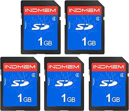 INDMEM SD Card 1GB (5 Pack) Class 4 Flash Memory Card MLC Stanard Secure Digital Cards Camera Cards