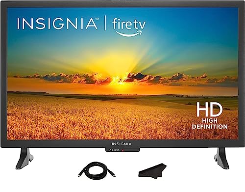 INSIGNIA 24-inch Class F20 Series Smart HD 720p Fire TV, Alexa, Apple AirPlay, with Compatible Kwalicable High Speed 6FT HDMI Cable and Microfiber Cleaning Cloth… (24 Inches)