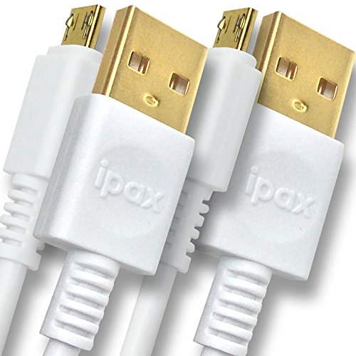 Ipax 2X 6 Ft Hi-Speed Fast White Micro-USB Charging Cable Cord