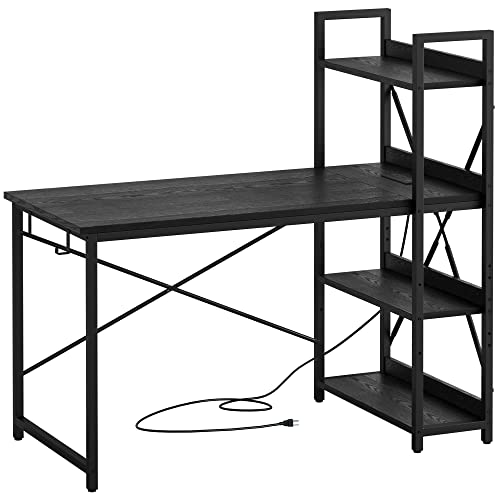 IRONCK Computer Desk 47" with Power Outlet & Storage Shelves