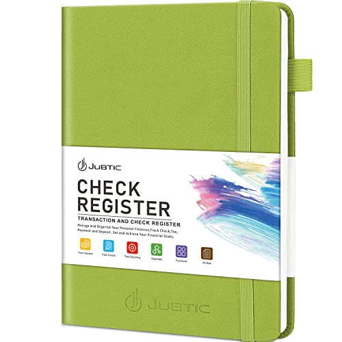 JUBTIC A5 Check Registers for Personal Checkbook, Ledger Transaction Registers Log Book for Small Business. Track Payments, Finances, Deposits, Debit Card and Bank Account - Green