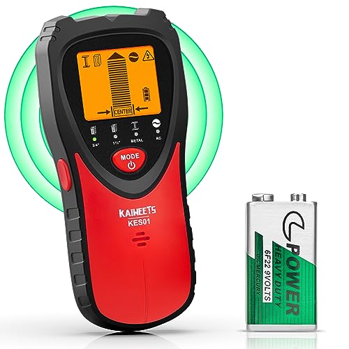 KAIWEETS Stud Finder Wall Scanner, 5 in 1 Electronic Stud Detector with 3 Color LCD Display and Audio Alarm