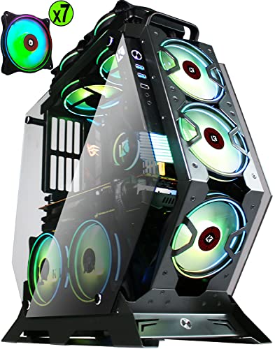 KEDIERS ATX Mid Tower Gaming Computer Case with 7 ARGB Fans