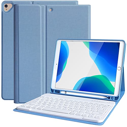Keyboard Case for iPad 9th/8th/7th Generation 2021/2020/2019, iPad 10.2/Pro 10.5 Keyboard Case with Pencil Holder, Detachable Bluetooth Keyboard for 9th/8th/7th Gen 10.2 inch/iPad Air 3/iPad Pro 10.5