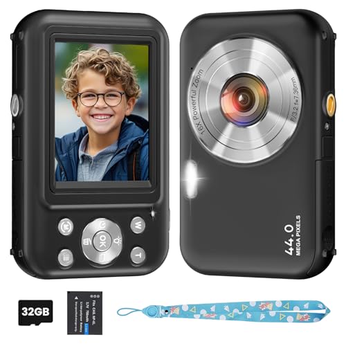 Kids Camera with FHD 1080P, 44MP, 16X Zoom, Compact Portable