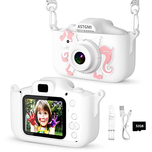 Kids Camera,Upgrade HD Digital Camera for Toddlers, Kid Camera Toys for 5 Year Old Girls Boys, Christmas Birthday Gifts for Age 3 4 5 6 7 8 Year Old with 32GB SD Card & Silicone Cover