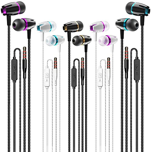 Kirababy 5-Pack Wired Earbuds with Microphone