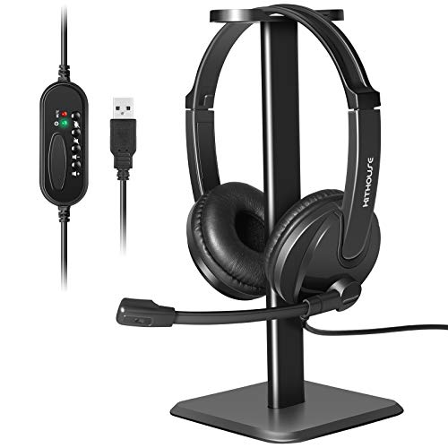 Kithouse USB Headset with Microphone and Headphone Stand