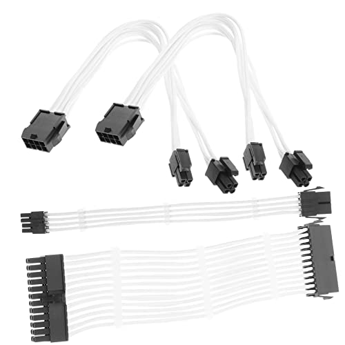 KJHBV 1 Set Power Module Line Extension Cable Power Extension Cord White Extension Cord Power Supply Cable Kit Cable Extension PC PSU Cables Cable Mod Copper Casing Braided Wire