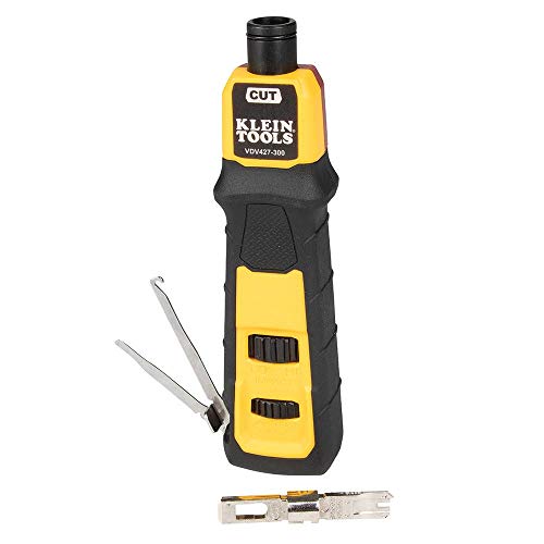 Klein Tools VDV427-300 Impact Punchdown Tool with 66/110 Blade, Reliable CAT Cable Connections, Adjustable Force, Includes Pick and Spudger