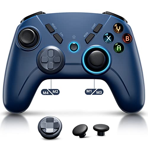Kujian Wireless PC Controller, Bluetooth Gaming Controller Compatible with Windows/Switch/Steam/MacOS/Android/iOS/Smart TV, Dual Vibration PC Game Controller with Turbo, LED Backlight