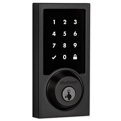 Kwikset 916CNT500-514 Z-Wave ZW500 Enabled Contemporary Smartcode Touchscreen Deadbolt with RCAL Latch and RCS Strike Iron Black Finish