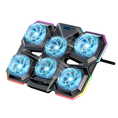 Laptop Cooling Pad with 6 Quiet Fans, RGB LED Light