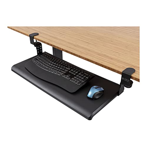 Large Clamp-On Retractable Adjustable Height Under Desk Keyboard Tray