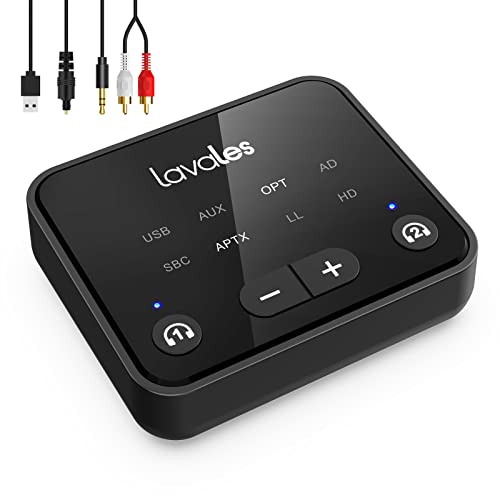 Lavales Bluetooth 5.3 Adapter for Airplane to 2 Wireless Headphones, 3.5mm  Jack in-Flight Bluetooth Transmitter Receiver for TV, Dual Link AptX