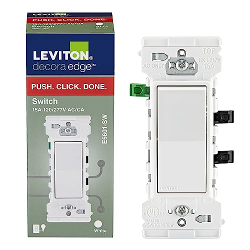 Leviton E5601-SW Decora Edge 15 Amp Single Pole Rocker Switch
